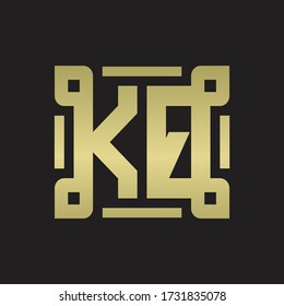 KQ Logo monogram with piece line art design template