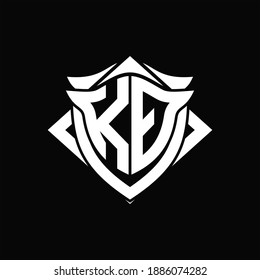 KQ Logo-Monogramm mit Design-Vorlage für Schild und Hornform auf schwarzem Hintergrund