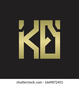 KQ Logo with squere shape design template with gold colors