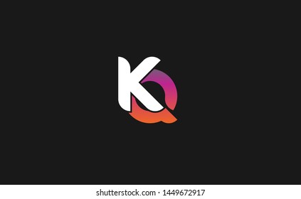 KQ Logo. Vector Graphic Branding Letter Element. Black Background