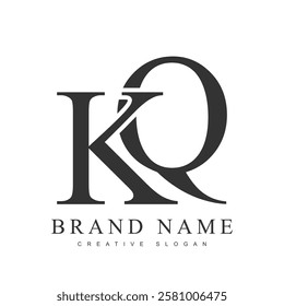 KQ trendy logotype template. Initial letter k and q classic font style. Creative logo for company name or identity. Vector illustration.