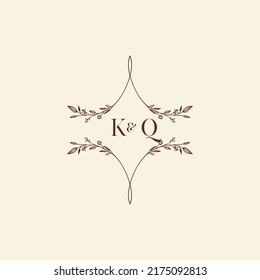 KQ wedding initial logo letters in high quality professional design that will print well across any print media