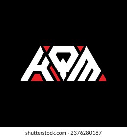 KQM triangle letter logo design with triangle shape. KQM triangle logo design monogram. KQM triangle vector logo template with red color. KQM triangular logo Simple, Elegant, and Luxurious design.