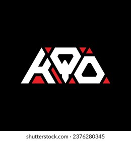 KQO triangle letter logo design with triangle shape. KQO triangle logo design monogram. KQO triangle vector logo template with red color. KQO triangular logo Simple, Elegant, and Luxurious design.