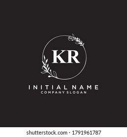 KR Beauty vector initial logo, handwriting logo of initial signature, wedding, fashion, jewerly, boutique, floral and botanical with creative template for any company or business.