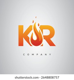 KR Creative Fire Letter Logo Design