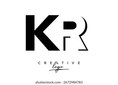 Logotipo creativo minimalista de espacio negativo de KR con monograma moderno para marca y logotipo de marca comercial con letras iniciales Diseño de logotipo para marca.