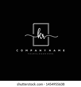 KR handwriting initial logo template vector.