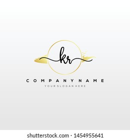 KR handwriting initial logo template vector.