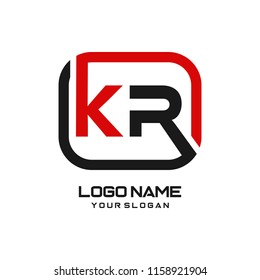 KR initial box letter logo template vector