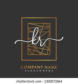 KR Initial Handwriting logo template vector