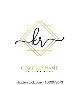 KR Initial Handwriting logo template vector