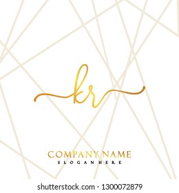 KR Initial Handwriting logo template vector