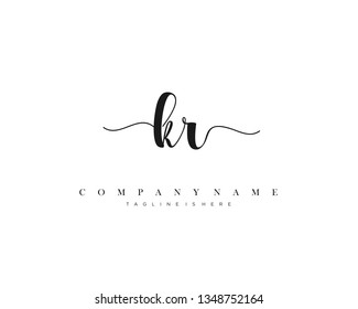 KR initial handwriting logo template vector