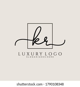KR Initial handwriting logo template vector