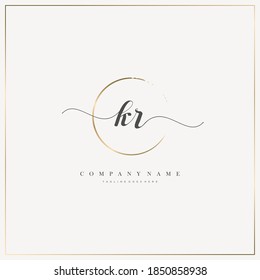 KR Initial Letter handwriting logo hand drawn template vector, logo for beauty, cosmetics, wedding, fashion and business	