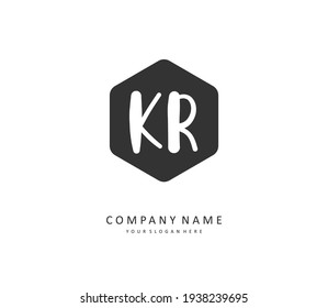 KR Initial letter handwriting and  signature logo. A concept handwriting initial logo with template element.