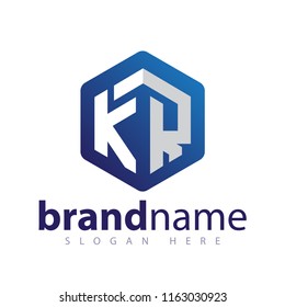 KR Initial letter hexagonal logo vector