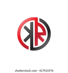 KR initial letters looping linked circle logo black red