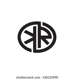 KR initial letters looping linked ellipse monogram logo