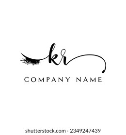 KR inicial Logotipo lash logo eyelector moderno