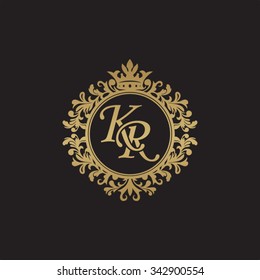 KR initial luxury ornament monogram logo