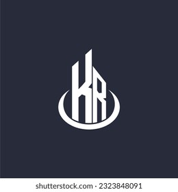KR initial monogram building logo for real estate with creative circle style design