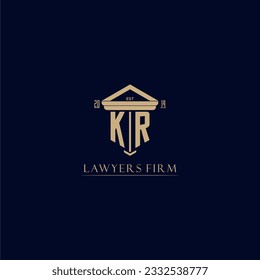 Logotipo inicial de la firma de abogados en monograma de KR con diseño de hitos