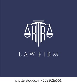 Monograma inicial de KR para el logotipo del bufete de abogados con Imagen de Vector de escalas