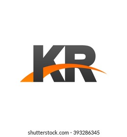 KR initial overlapping swoosh letter logo black orange