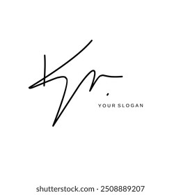 Kr Design de vetor de logotipo de assinatura inicial