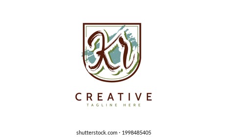 KR Initials, handwriting logo vector