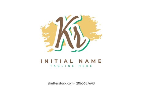 Kr Initials, handwriting logo vector