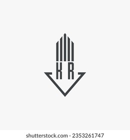 Ilustración del material del logotipo inmobiliario de KR. vector de logotipo