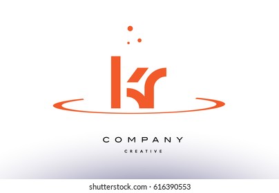 KR K R creative orange swoosh dots alphabet company letter logo design vector icon template