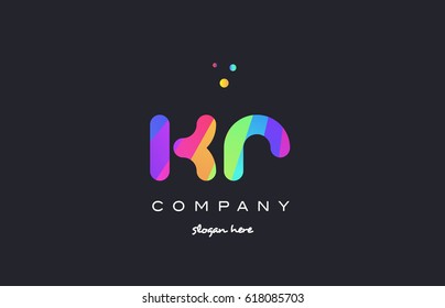 kr k r  creative rainbow green orange blue purple magenta pink artistic alphabet company letter logo design vector icon template