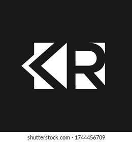 KR or K R letter alphabet logo design in vector format.