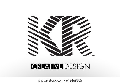 KR K R Lines Letter Design with Creative Elegant Zebra Vector Illustration.
