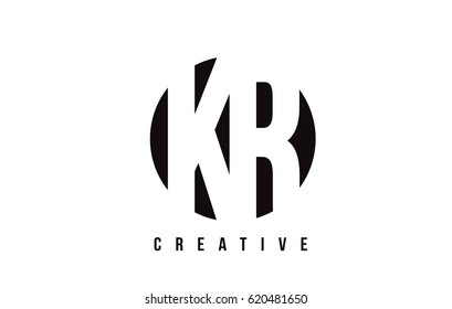 KR K R White Letter Logo Design with Circle Background Vector Illustration Template.