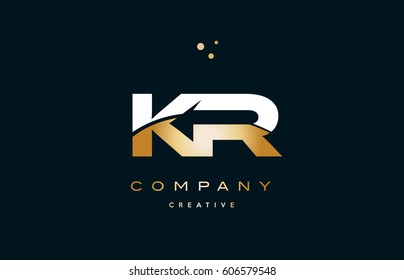 kr k r  white yellow gold golden metal metallic luxury alphabet company letter logo design vector icon template