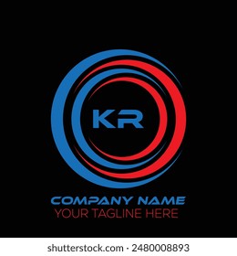 KR letter logo creative design. KR unique design. KR letter logo design on black background.