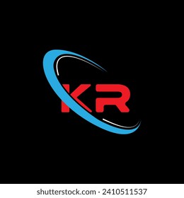 Letra KR Diseño del logotipo. Iniciales con el logotipo de KR vinculado con el logotipo de los monogramas en forma de círculo y en mayúsculas. Tipografía de KR para diseño de logotipo de marca de tecnología, negocios y bienes raíces