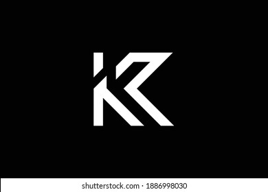 KR letter logo design on luxury background. RK monogram initials letter logo concept. KR icon design. RK elegant and Professional white color letter icon design on black background. 