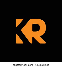 KR-Brief-Logo-Symbol, Vektorgrafik auf schwarzem Hintergrund. KR Symbol für kreativen Buchstaben. KR-Vektor.