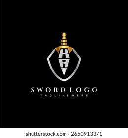 KR carta monograma de luxo para escudo e espada estilo imagem