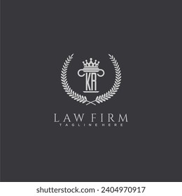 KR letter monogram logo for lawfirm with pillar  crown image design