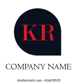 KR Letters red , Abstract black background logo, Design identity in shape, Alphabet letter