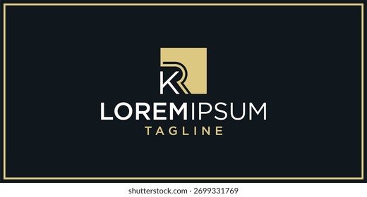 Inspiración de diseño de logotipo cuadrado de línea KR