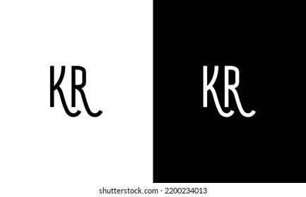 Diseño del logo de KR. Diseño del logotipo de la carta KR. Diseño de icono del logotipo de KR en una plantilla vectorial libre de colores en blanco y negro.