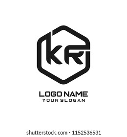KR logo letter initial, Abstract polygonal Background Logo,